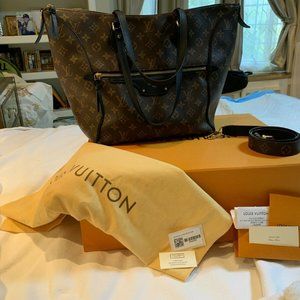 Authentic Louis Vuitton Tournelle MM Monogram Noir Black Tote Cross Body Handbag